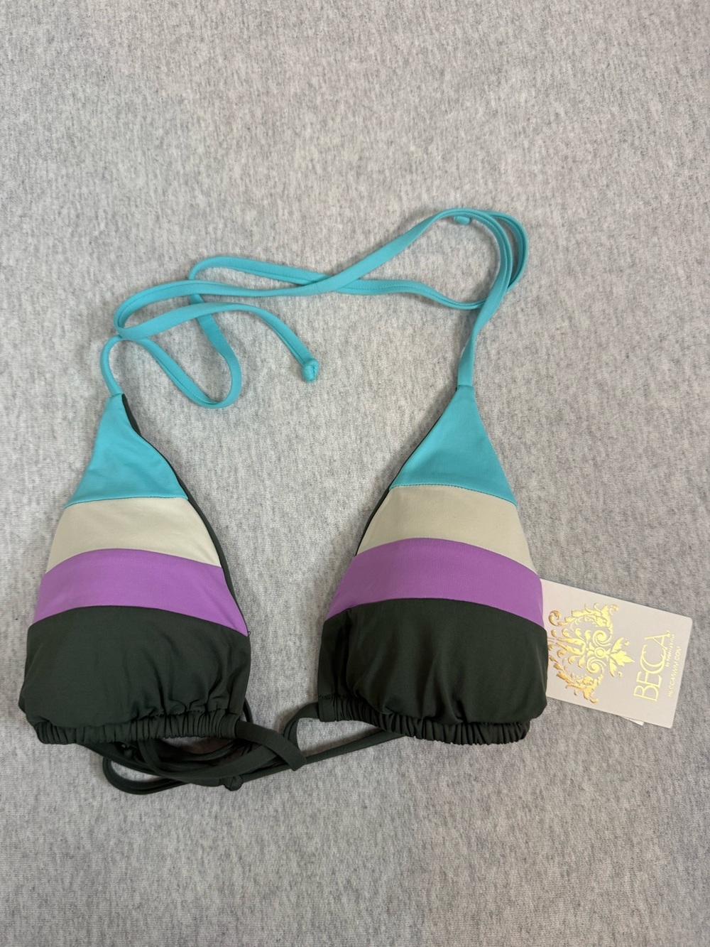 BECCA by Rebecca Virtue Colorblock Triangle Bikini Top - Medium